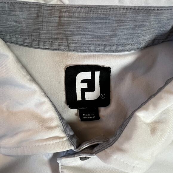 FootJoy Stripe Color Block Short Sleeve Self Collar Polo Size L Golf Lightweight - Picture 4 of 10